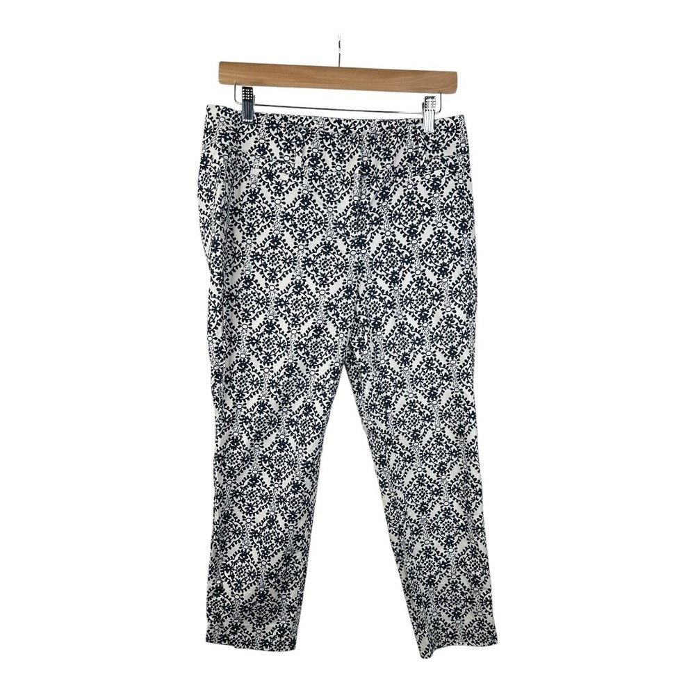 Ann Taylor Loft Marisa The Riviera Floral Print Pants size 2 Blue/White